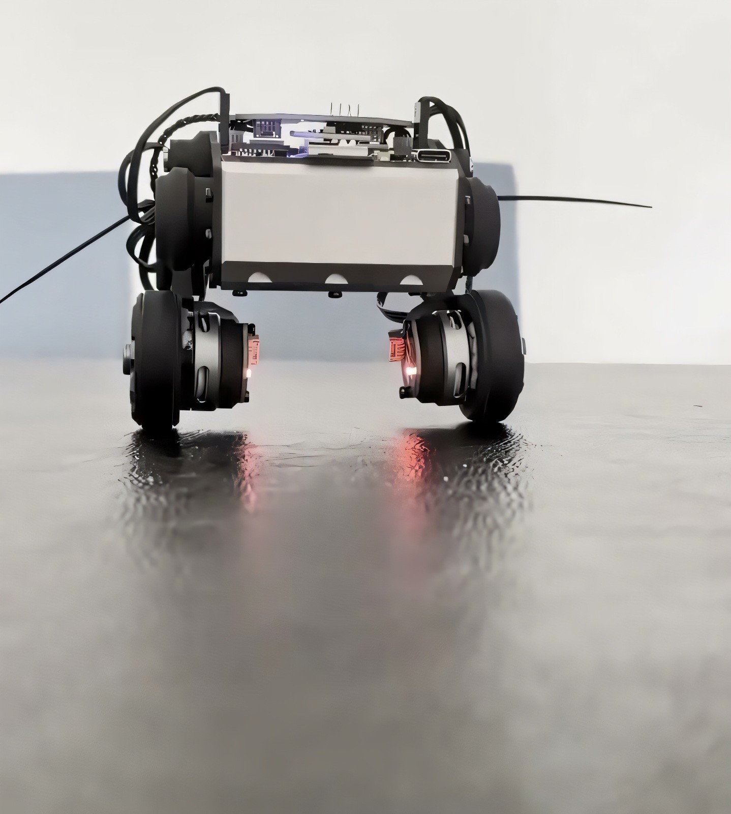 WheelRobo wheel-legged robot on a studio table